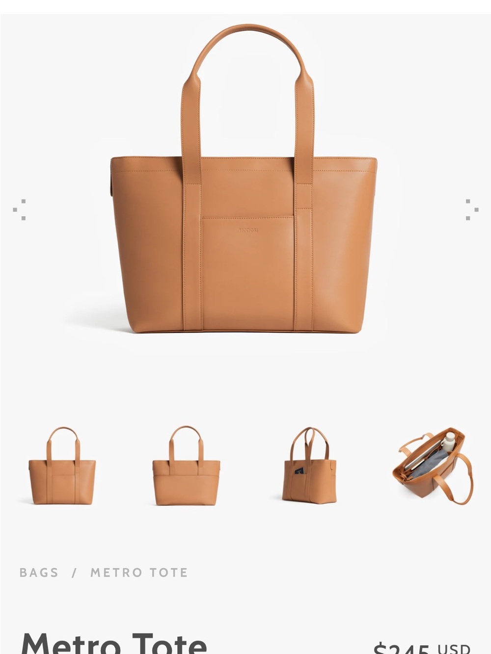 Mansur Gavriel Cognac Leather Tote Bag - Picture 5 of 6